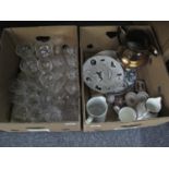 Two boxes of china and glass, various to include; assorted drinking vessels, trifle bowls, large
