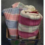Four vintage check pattern woollen blankets. (4) (B.P. 21% + VAT)