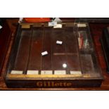 Gillette shop counter glazed display case with inner divisions. 33cm wide approx. (B.P. 21% + VAT)
