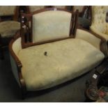 Edwardian rosewood inlaid parlour sofa on ring turned legs. (B.P. 21% + VAT) One caster has come off
