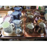 Two trays of assorted 19th Century and other jugs and mugs, various to include; copper lustre,