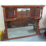 Edwardian carved mahogany over mantel mirror. (B.P. 21% + VAT)