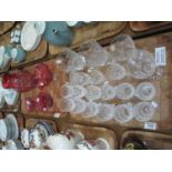 Tray of Waterford and Brierley thumb and hob nail cut crystal and similar drinking glasses, together