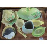 Tray of Carlton Ware items, various to include; leaf shaped bowls and pin dishes, jug in the form of