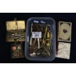 Box of assorted 19th Century and other steel scissors, candle snuffers, needle cases etc. (B.P.