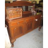 Early 20th Century mahogany mirror back sideboard on cabriole legs and pad feet. (B.P. 24% incl.