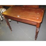 Victorian mahogany rectangular side table on turned legs. (B.P. 21% + VAT)