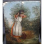W. Ash (19th Century), portrait of a young girl washing her hair by a river, indistinctly titled,