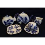 Victorian George Jones Majolica monkey part teaset comprising; teapot, milk jug, lidded sucrier, two