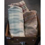 Three check woollen blankets in various colours. (3) (B.P. 21% + VAT)