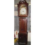 Early 19th Century mahogany eight day long case clock with painted face. Unnamed. (B.P. 21% + VAT)