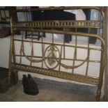A pair of Regency style brass double bed ends with rails, decorated with swags and flowers. (4) (B.
