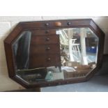 Early 20th Century oak framed octagonal bevelled mirror. (B.P. 21% + VAT) Plate is tarnished in