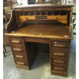 Early 20th Century oak 'S' roll top desk. 110 x 66 x 118cm approx. (B.P. 21% + VAT)