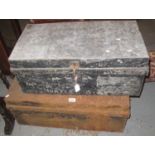 Two vintage tin trunks. (2) (B.P. 21% + VAT)