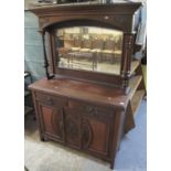 Edwardian stained mahogany mirror back carved sideboard. (B.P. 21% + VAT)