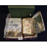 Box lot of stamps including album of all world, tin of stamps in envelopes and packets, two small