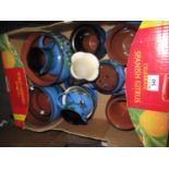 Box containing Torquay pottery Lemon and Crute souvenir wares to include; baluster jug and other