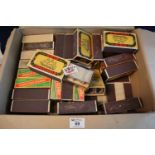 Box with range of Great Britain stamps from the 1960's & 70's sorted into large matchboxes. 1000's