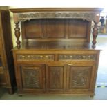 17th Century style good quality oak carved court cupboard. (B.P. 21% + VAT)