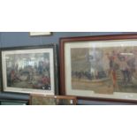 Two large coloured prints, both framed and glazed, 'The Hero of Trafalgar, Nelson on board the