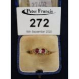 18ct gold ruby and diamond ring. Ring size K. Weight approximately 2.5g. (B.P. 21% + VAT)