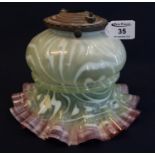 Victorian vaseline glass frilled oil burner light shade or ceiling light shade