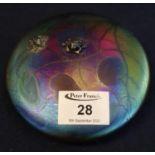 John Ditchfield iridescent paperweight, two frogs on a lilypad, hand made, made for Glasform.