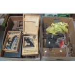 Vintage watchmakers lathe with assorted watchmakers equipment, various, some in original boxes. (