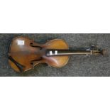 Early 19th Century violin having a one piece back stamped 'Dearlove Leeds'.
