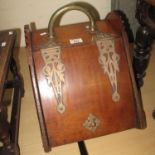 Victorian mahogany purdonium having gothic design brass mounts, the interior revealing coal