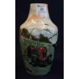 Cobridge stoneware 'The Logging' pattern vase decorated with a rural scene of a tractor and