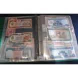 Album containing mixed bank notes; Saddam Hussian, Old state, controllers warrents etc. (B.P.