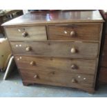 19th Century mahogany straight front chest of two short and three long drawers with turned handles