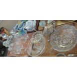 Two trays of assorted glassware various to include; decanters and stoppers, pair of drinking