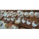 Five trays of Royal Albert 'Old Country Roses' design bone china dinnerware and teaware items to