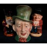 Beswick pottery 310 'Micawber' character jug, together with 'Burlington' watchmen toby jug and a