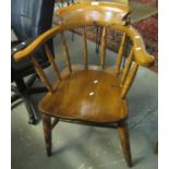 Early 20th Century elm smokers bow chair. (B.P. 21% + VAT)