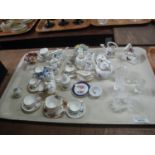 Tray of miniature china items to include; Royal Albert 'Old Country Roses' cabinet cup and saucer,