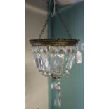 Glass lustre and gilt metal chandelier style light fitting. (B.P. 21% + VAT)