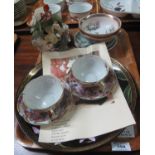 Tray of mainly oriental items, various to include; Japanese cabinet cup and saucer, Chinese style