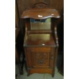 Edwardian mahogany mirror back purdonium now appearing converted to a bedside cupboard. (B.P.