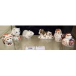 Collection of six Royal Crown Derby bone china collectors guild animal paperweights all in