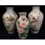 Franklin Mint porcelain 'Celestial Rose' vase, together with a pair of Franklin mint porcelain