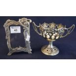 Art Nouveau design silver plated picture frame, together with a silver plated Art Nouveau floral and