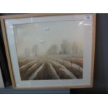 Pat Fenton (Welsh 20th century), 'Winter Field', signed and dated, watercolours. 36 x 40 cm