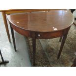 Early 19th Century mahogany D end table on square tapering legs. (B.P. 21% + VAT)