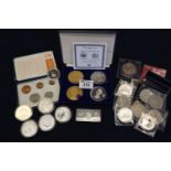 Bag of coins to include; Queen Elizabeth II limited edition 2002 sterling silver plated and 22ct