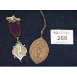 Sterling silver miniature medal with ribbon 'Independent Order of Oddfellows, Manchester Unity',