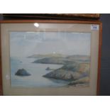 Victor Gregory, 'Devon coast from Berry Head', contemporary, watercolour, framed and glazed. 38 x